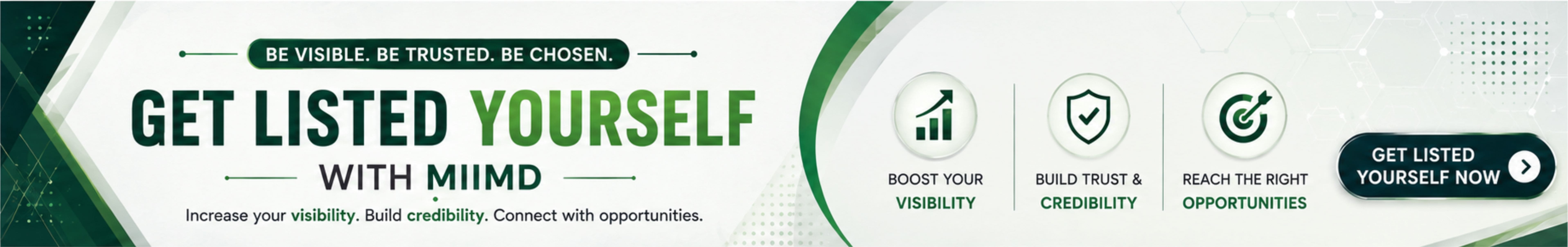 Get listed yourself with MIIMD — boost visibility, build trust, reach the right opportunities